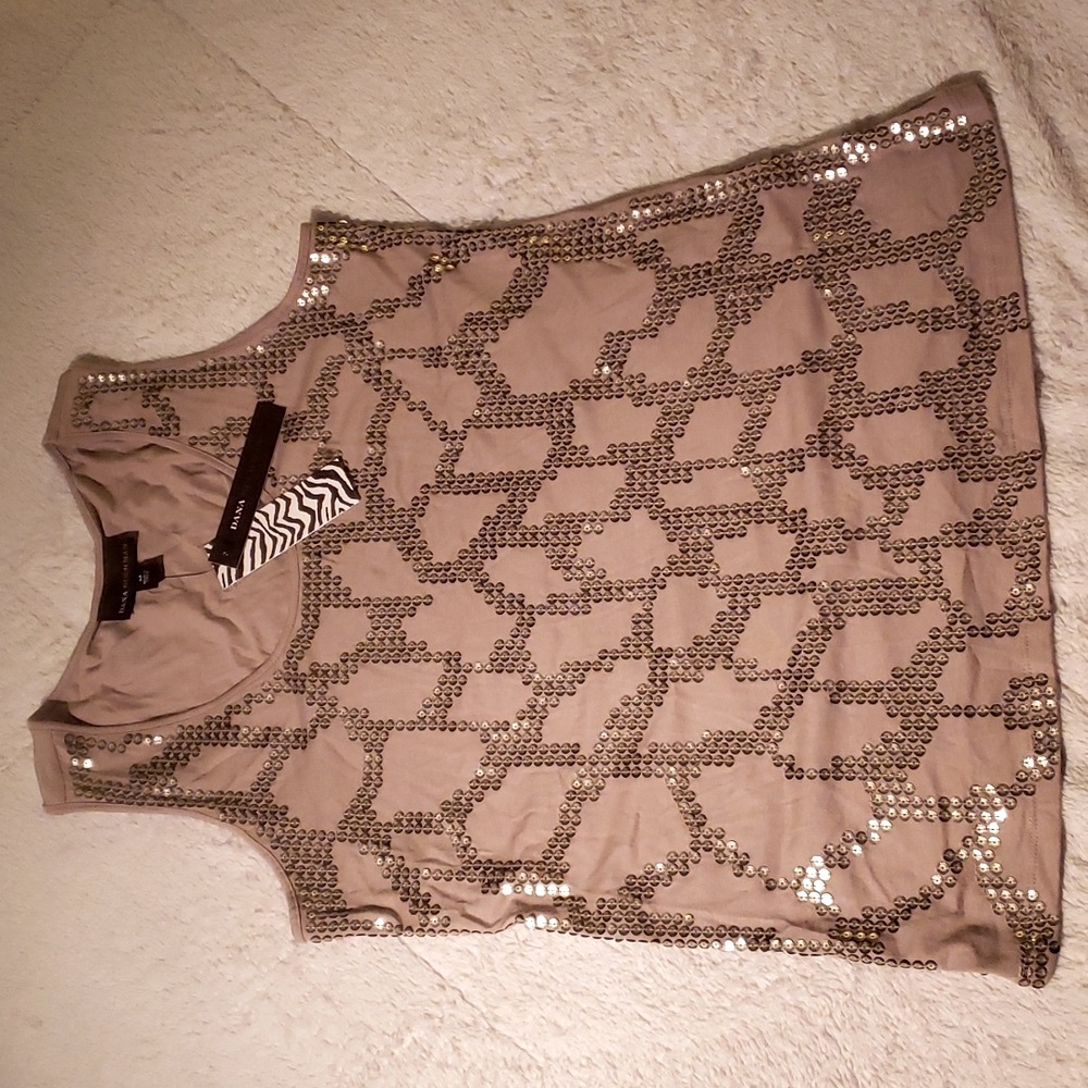 🆕️DANA BUCHMAN Gold Sequin print tank top SZ Md